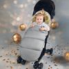 Winter gray fur swaddle sleeping bag for stroller, gondola, sled + cover