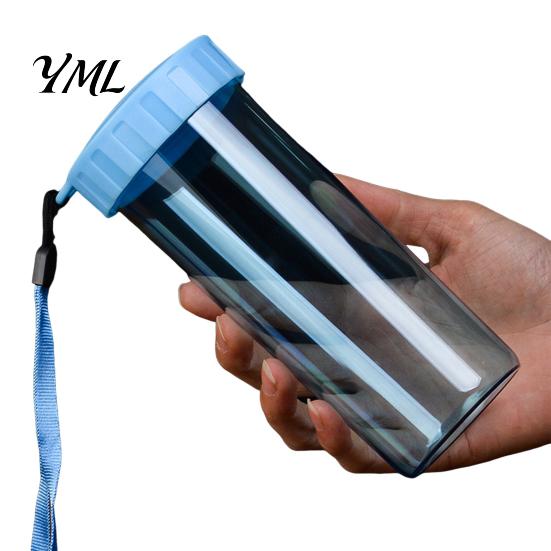 Cute Office Desktop Cup Transparent Water Cup, Portable Plastic Bottle, with Strap Reusable Handle, Clear Heat-resistant Drinkware, for School