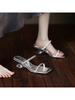 Fashion Shoes Woman 2025 Glitter Slides Slippers Casual Pantofle Heeled Mules Jelly Luxury New High Pumps Crystal Slippers Casual High-H