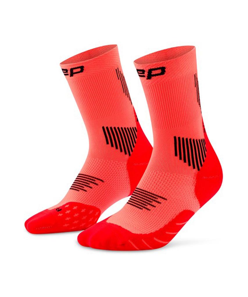 Ssiipi Cep Core Run Mid-Cut Socks V5 Neon Coral Men'S