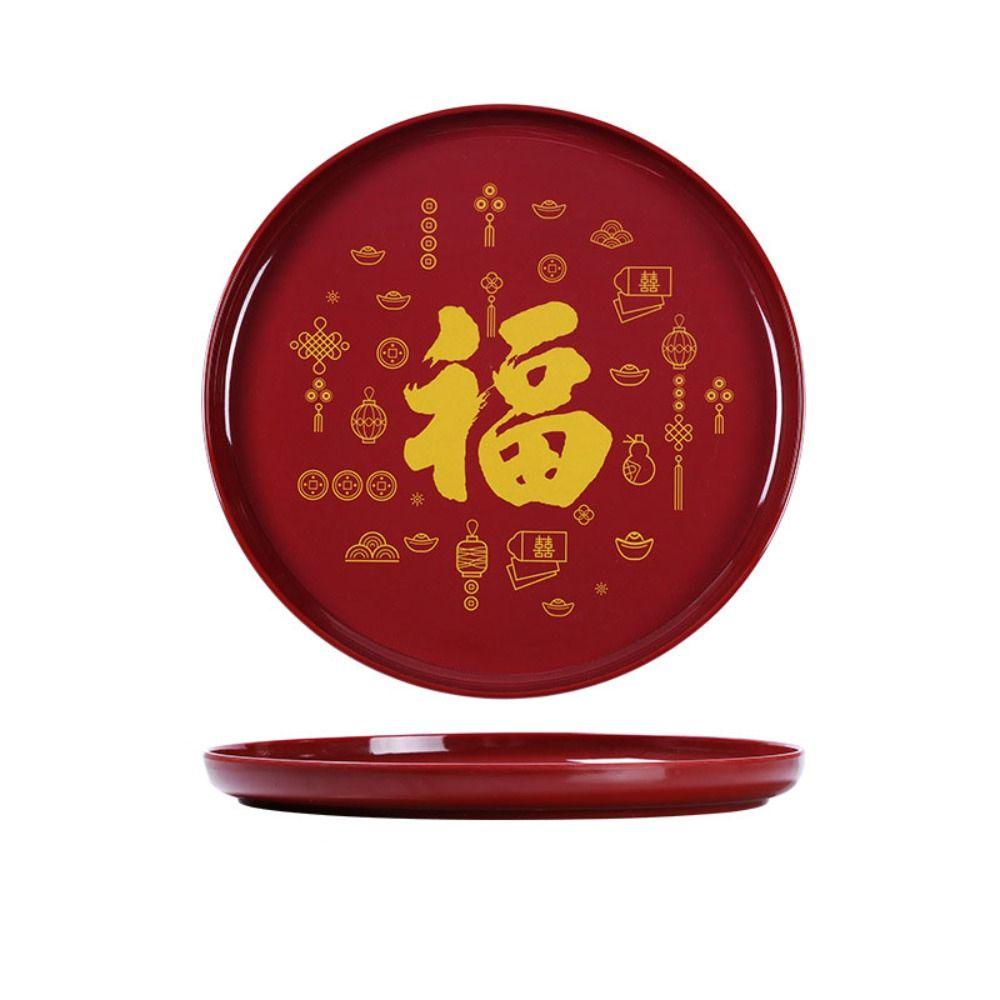 Rød Stor kapasitet Nyttårs fruktbrett Plast Utsøkt godterioppbevaringsboks Dessertnøtter Tebord Snacksbrett