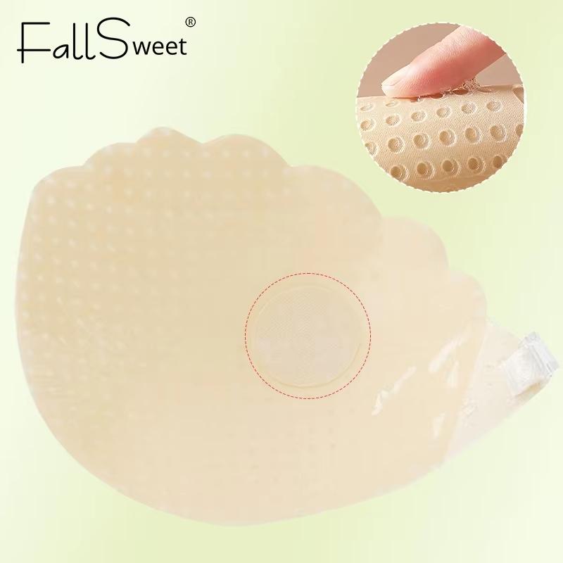 FallSweet Invisible Push Up Strapless Bra for Women Adhesive Sticky Bras Reusable Silicone Bralette Sexy Lace Wedding Lingerie