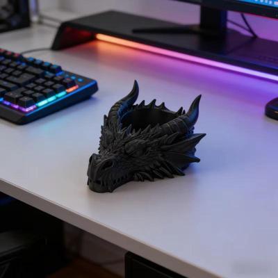 Décoration de bureau Tête de Dragon Gothique Artisanat Exquis Série Sombre Organisateur de Rangement pour Bijoux Cadeau Idéal pour les Passionnés de Dragons