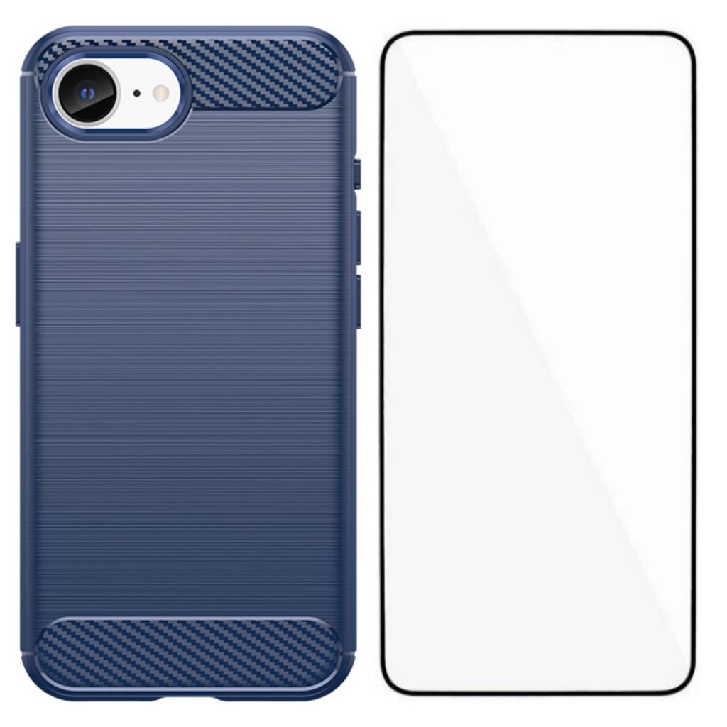 For iPhone 16e Case with Screen Film WANLONFENG LS Series Big Lens Hole Brushed Texture TPU Phone Cover
