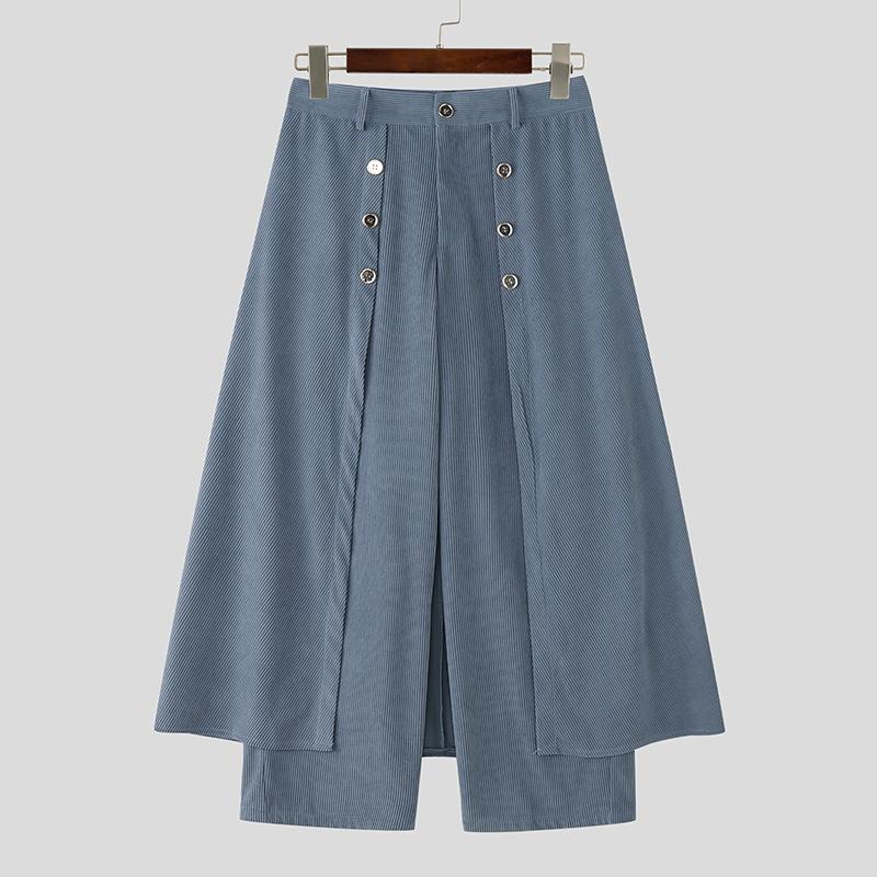 INCERUN Winter Men Zip-up High Waist Double Layers Corduroy Casual Long Pants Trousers