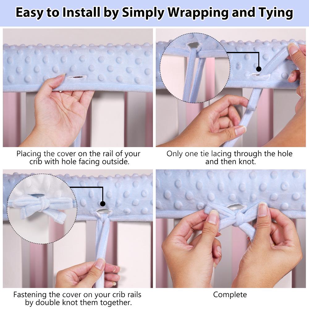 Soft Crib Rail Cover Set - 3-Piece Baby Anti-Chewing Guard Rails