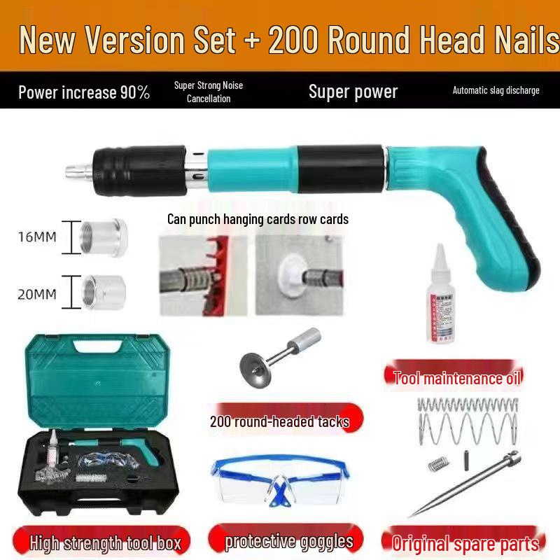 Multi-Purpose Pneumatic Concrete Nail Gun for Ceiling and Wall Fixing, Sound-Dampening