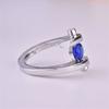 Elegant Fashion Rings for Women Copper Color Round Metal Inlaid Blue White Zicron Stones Ring Wedding Jewelry