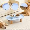 Cat Bowl Holder, Elevated Feeding Stand, Food with Wooden Legs, Easy to Clean, Non-slip, for