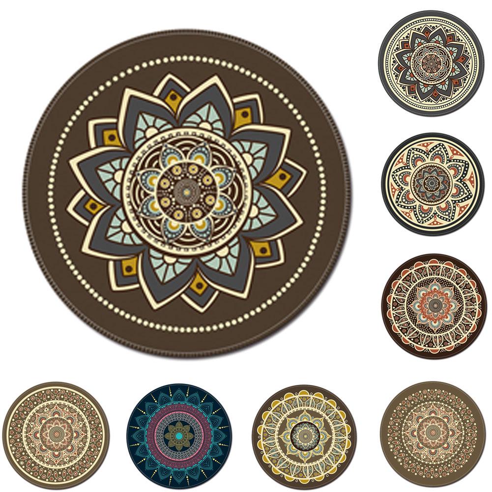 Vintage Bohemian rund musematte Datamaskin 3D-spill Anti-slip musemattematte