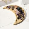 Moon Tray Crystal Holder Display Wooden Crystal Tray for Stones, Healing Crystals Storage Box and Organizer  Crescent  Decor