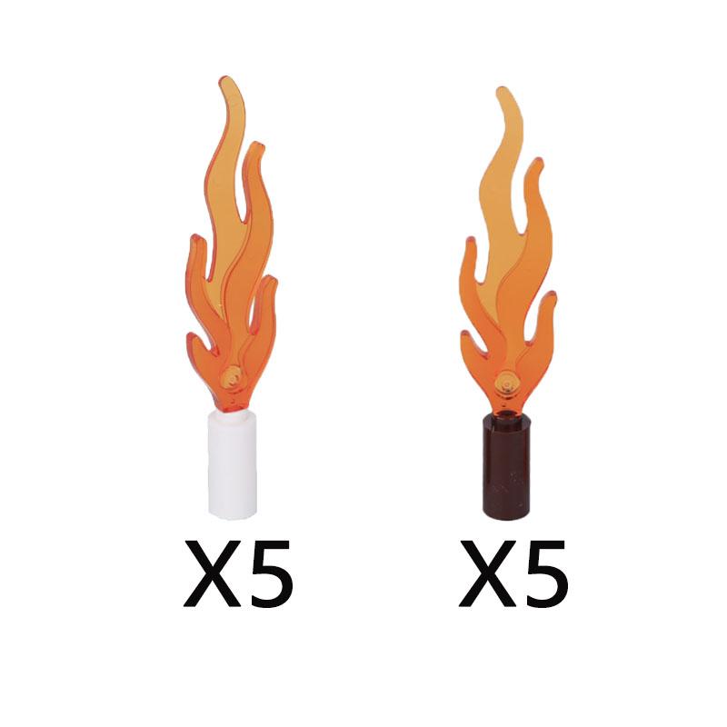 MOC Building Blocks Bonfire Flame Medieval Wine Bottle Accessories Set Candlestick Model Mini Brick Compatible Toy Gift DIY X019