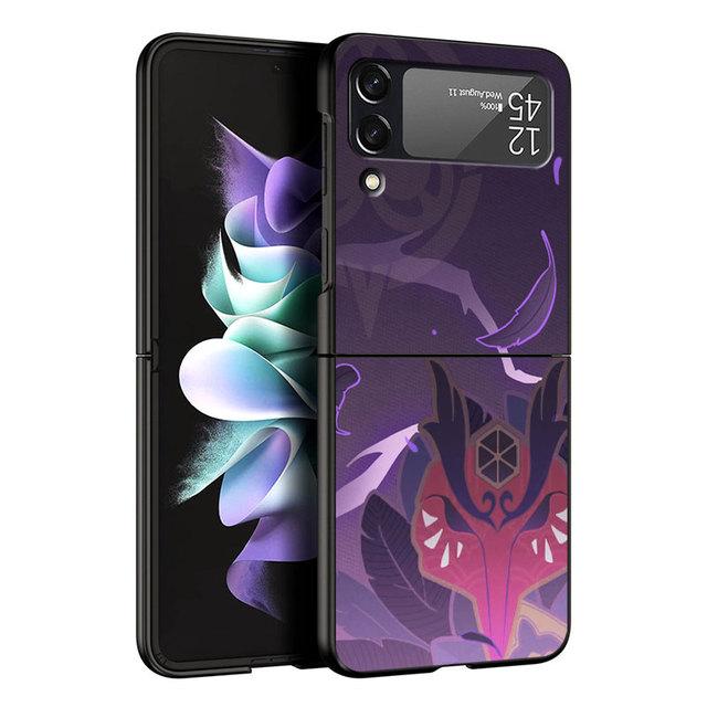 Schwarze Hüllen Hülle für Samsung Galaxy Zflip Z Flip 3 5g Z Flip 4 Zflip3 Flip4 Zflip4 Flip3 Genshin Impact Game Cover