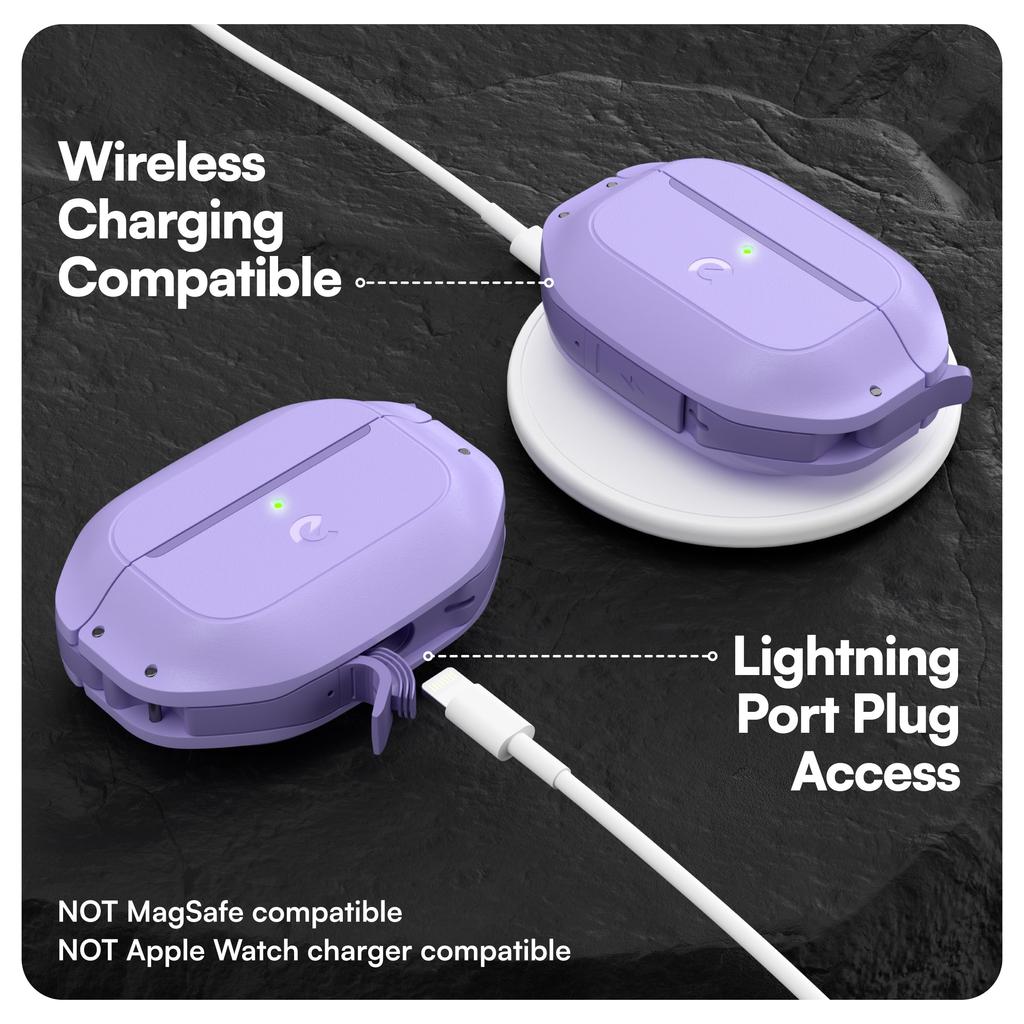 KeyBudz Element Waterproof Case for AirPods Pro Hard Case Military Shockproof IP68 Recycled Polycarbonate with Drop Speaker Hole Secure Lock IonPure