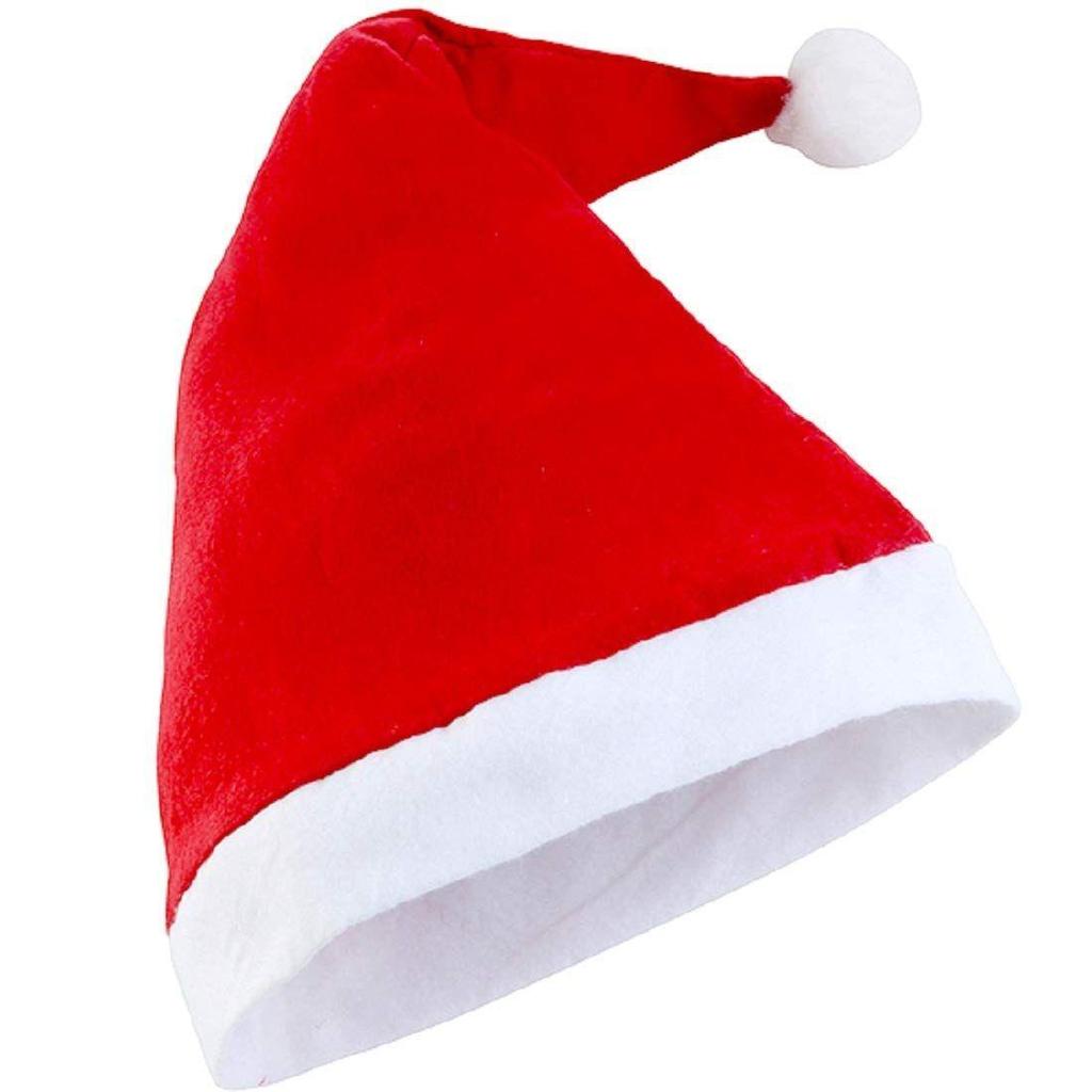Red White Merry Christmas Caps (Set of 12) | Santa Claus Xmas Hats for Kids Babies Adults | Free Size Santa Claus Hat for Christmas