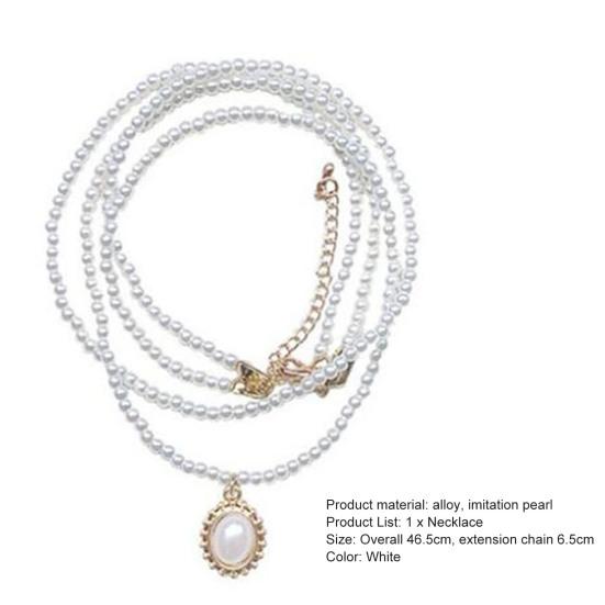 Choker Halskette Doppellagig Kunstperlen Schmuck Verstellbar Retro Schlüsselbeinkette für Hochzeitsparty Bankett Abschlussball