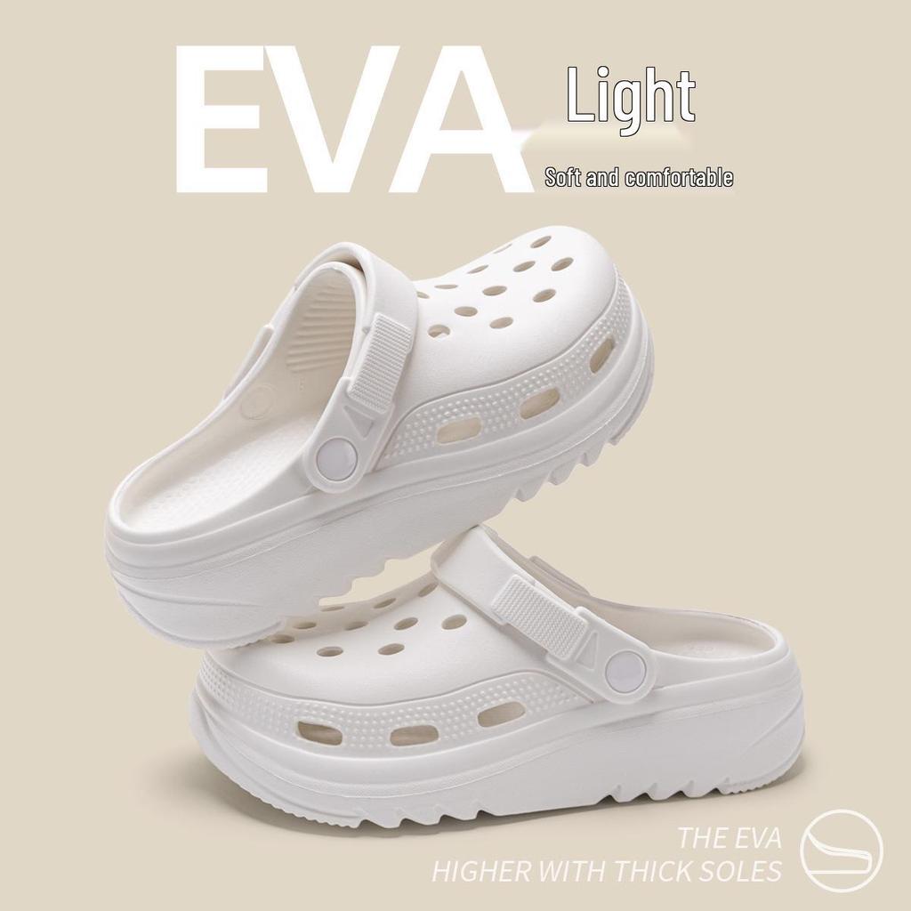Women's 2024 Anti-Slip Thick-Soled Beach Shoes: Closed-Toe, Hole Design, Half-Slippers for Summer Outdoor Wear.