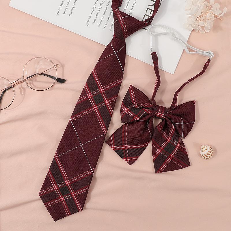 Japanese Korean Version Striped Jkdk College Style Red Cyan Gray Blue Shirt Men'S And Women'S Accessories Free Tie Tie Set