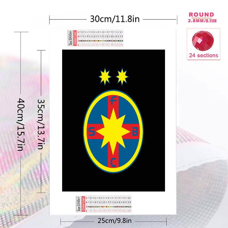 FCSB Bucuresti Pattern 3pcs 100% Round Full Drill 5D DIY Diamond Painting Embroidery Cross Stitch Rhinestone Décor