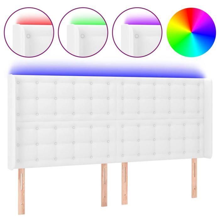 VidaXL Tête de Lit à LED Meuble de Chambre à Coucher Accessoire de Lit Double Tête de Cadre de Lit Intérieur Blanc 3124157