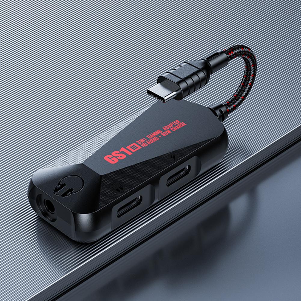 3-in-1 Gaming-Soundkarte Typ-C auf 3,5 mm Gaming-Telefon-Audioboard 60W Nylon Tragbar 24Bit 96Hz Hi-Res Zubehör