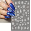 4pcs Christmas Nail Stickers with Snowflake Patterns, 3D Self-adhesive Paper Suitable for DIY Nail Art Ladies During Holidays