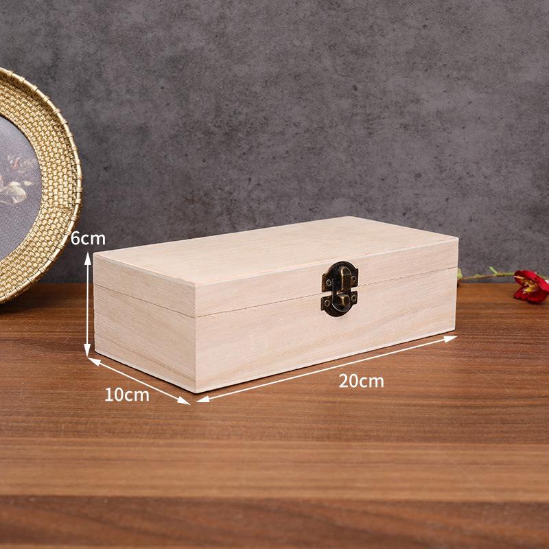 Retro Rectangular Wooden Storage Box Clamshell Desktop Organizer Jewelry Gift Box for Home Decor Organizador