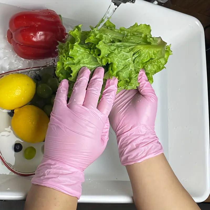 20/50/100PCS Pink Nitrile Gloves Disposable Powder Free Gloves for Household Cleaning Beauty Salon Work Cooking Kitchen Gloves