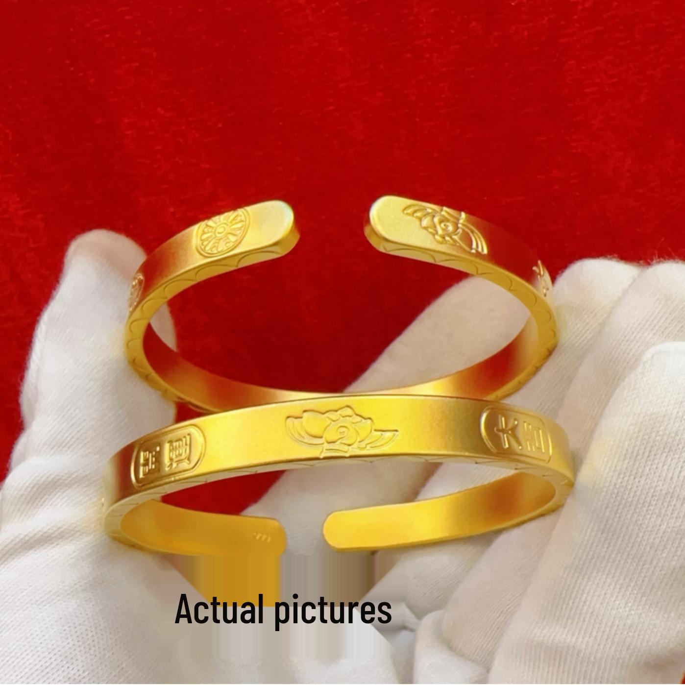 

Женский ретро золотой браслет с лотосом на удачу