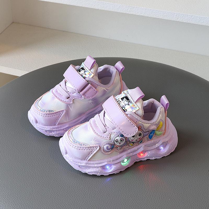 Girls LED Light Up Sneakers Princess Cartoon Casual Shoes For Toddlers 1-5 Years Spring Autumn Running Trainers