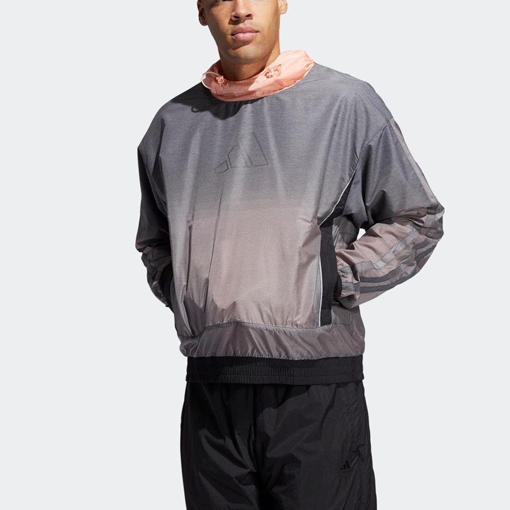 Adidas Contrast Hooded Logo Jacket Men Outerwear Grey GK8415