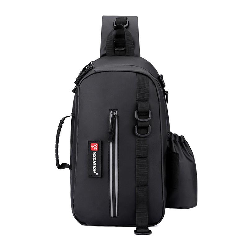 Multi-Compartment Fishing Tackle Bag With Waterproof PVC Construction Adjustable Shoulder Strap Spinning Rods Lures Lines