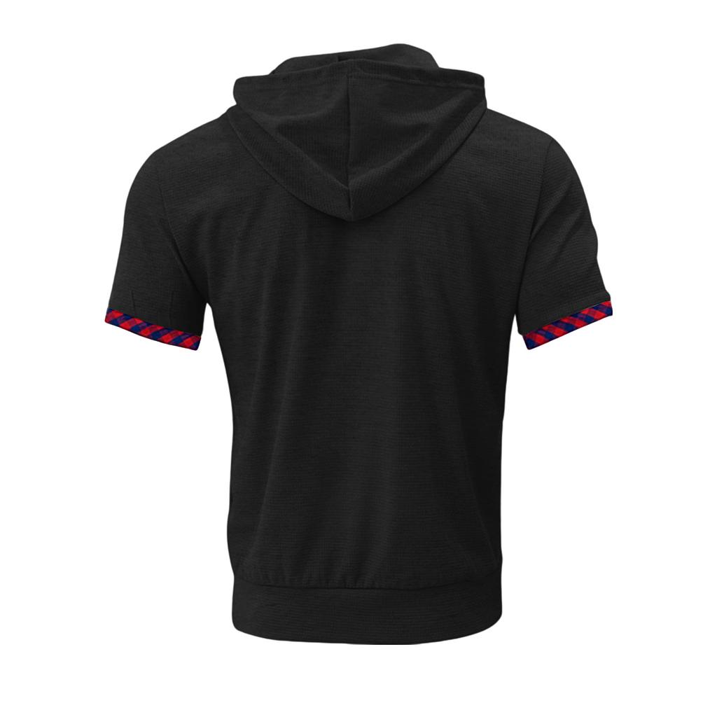Men's Plus Size Hooded Short-Sleeve Casual Sports Top