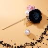 Cloth Art Fabric Double Blooming Flower Brooch For Women Men Dainty Imitation Pearl Leaf Floral Long Needle Pins Wedding Jewelry