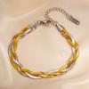 Nenjery  Stainless Steel Tricolor Hand Braided Necklace Bracelet Europe And America Cuban Chain Ladies Party Jewelry