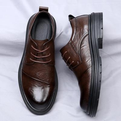 Pantofi formali cu cap rotund din piele la modă pentru bărbați Pantofi Oxford cu șireturi pentru bărbați Toc jos Nuntă Petrecere Birou Afaceri Mocasini Încălțăminte confortabilă