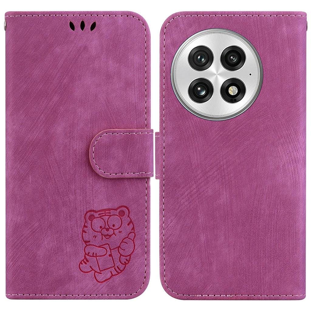For OnePlus 13 Wallet Case Tiger Imprint Leather Shockproof Phone Cover