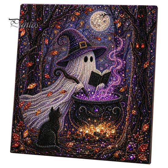 Halloween Room Decoration Faux Pearl Art DIY Kit, Spooky Cute 3D Beads Painting Crafts Stress Relief Project for Adults Beginners, Seasonal Wall with