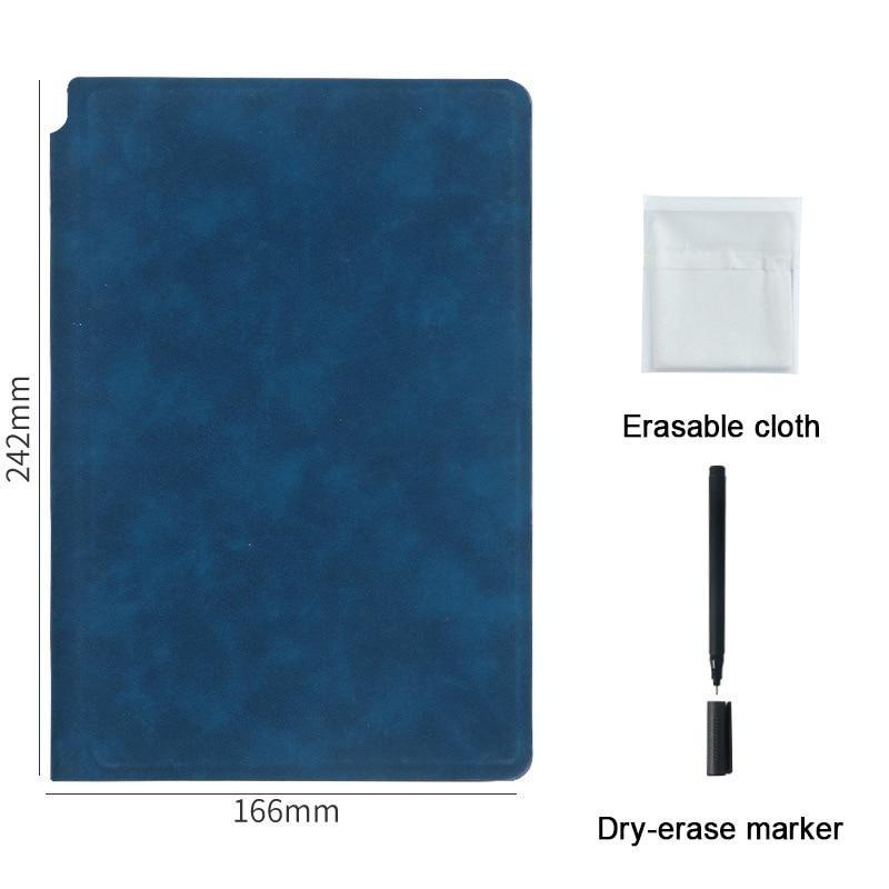 A5 Reusable Whiteboard Notebook Leather Memo Free Whiteboard Pen Erasing Cloth Weekly Planner Portable Stylish Office Notebooks