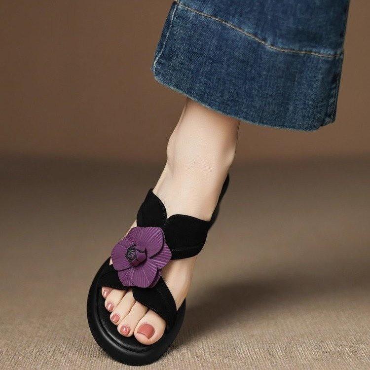 Fashion Summer Toesoft Leather Design Wedges Heels Women Platform Slippers Party Clip Toe Flip Flop Slides Shoes Mules