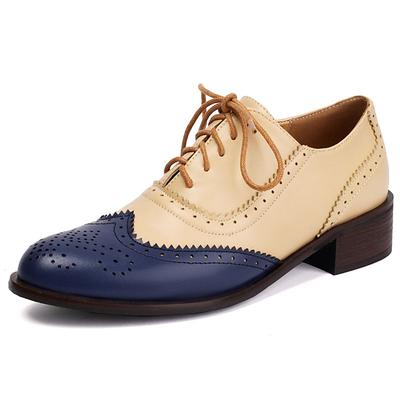 2025 Neues Design Retro Damen Pumps Runde Zehenpartie Dicke Absätze 3,5cm Schnürung Mischfarbe Übergröße 45 46 47 48 Freizeitschuhe