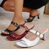 New Large High Heel Slippers Fashi Belt Buckle High Heel Shoes Square Head Thin Heel Cool Slippers for Women