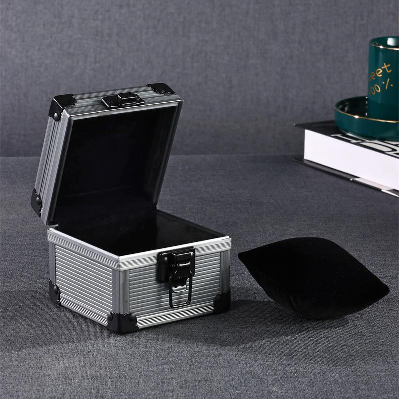 Smoky Grey Aluminum Alloy Multifunction Watch and Jewelry Display Box with Transparent Lid
