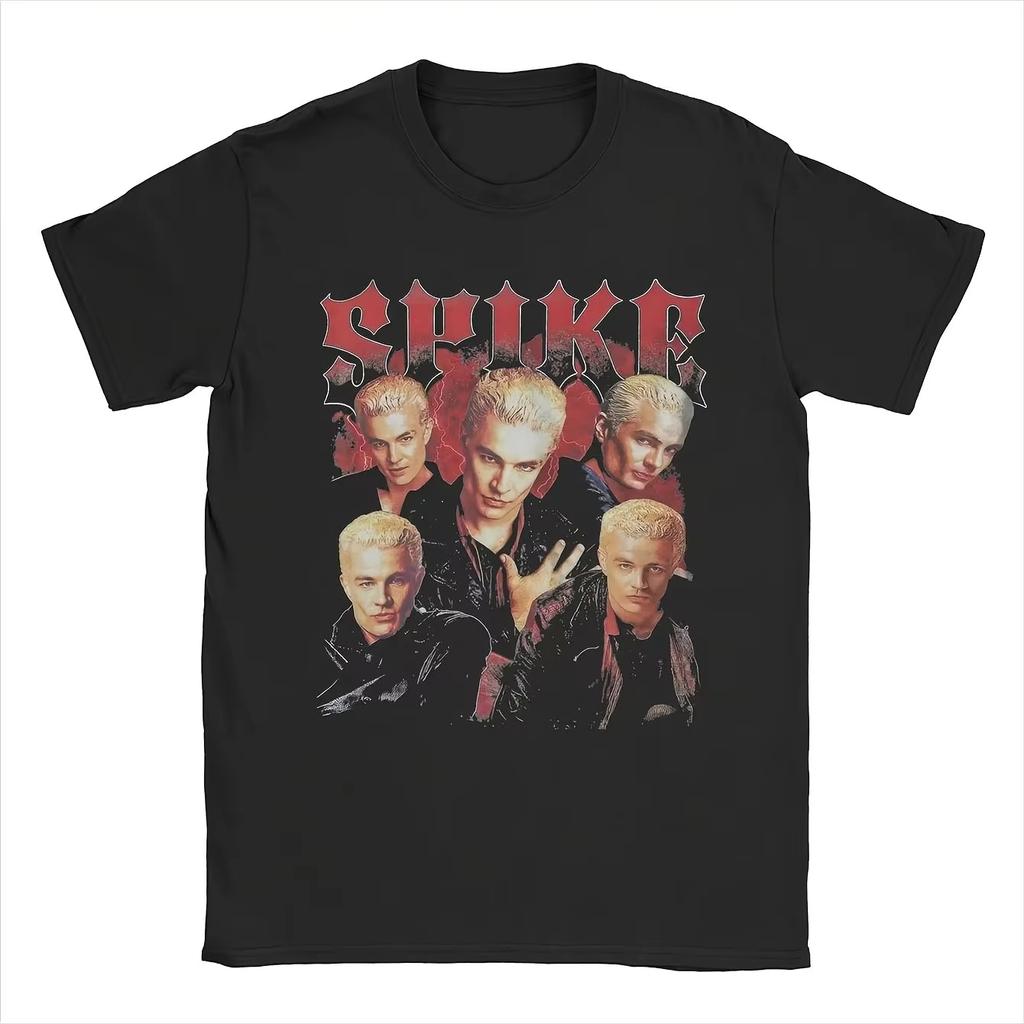 Czarny T-shirt z grafiką Spike Collage