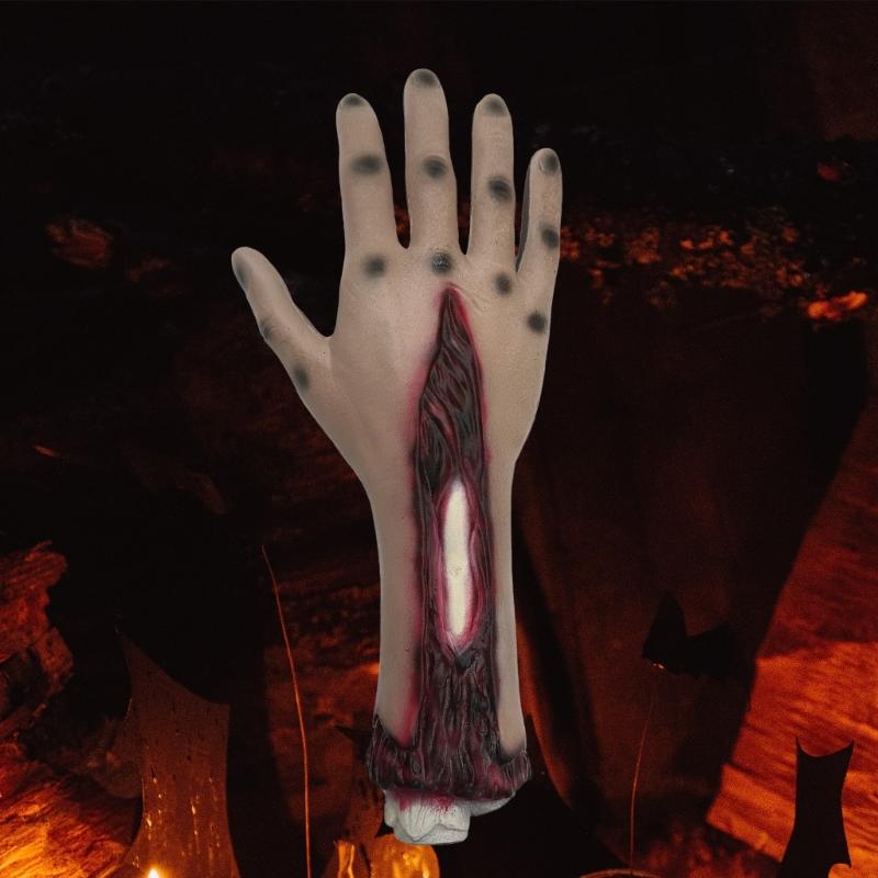 Scary Fake Bloody Hand Broken Terror Severed Hand Body Prank Party Props for Halloween Party and Haunted House Decor
