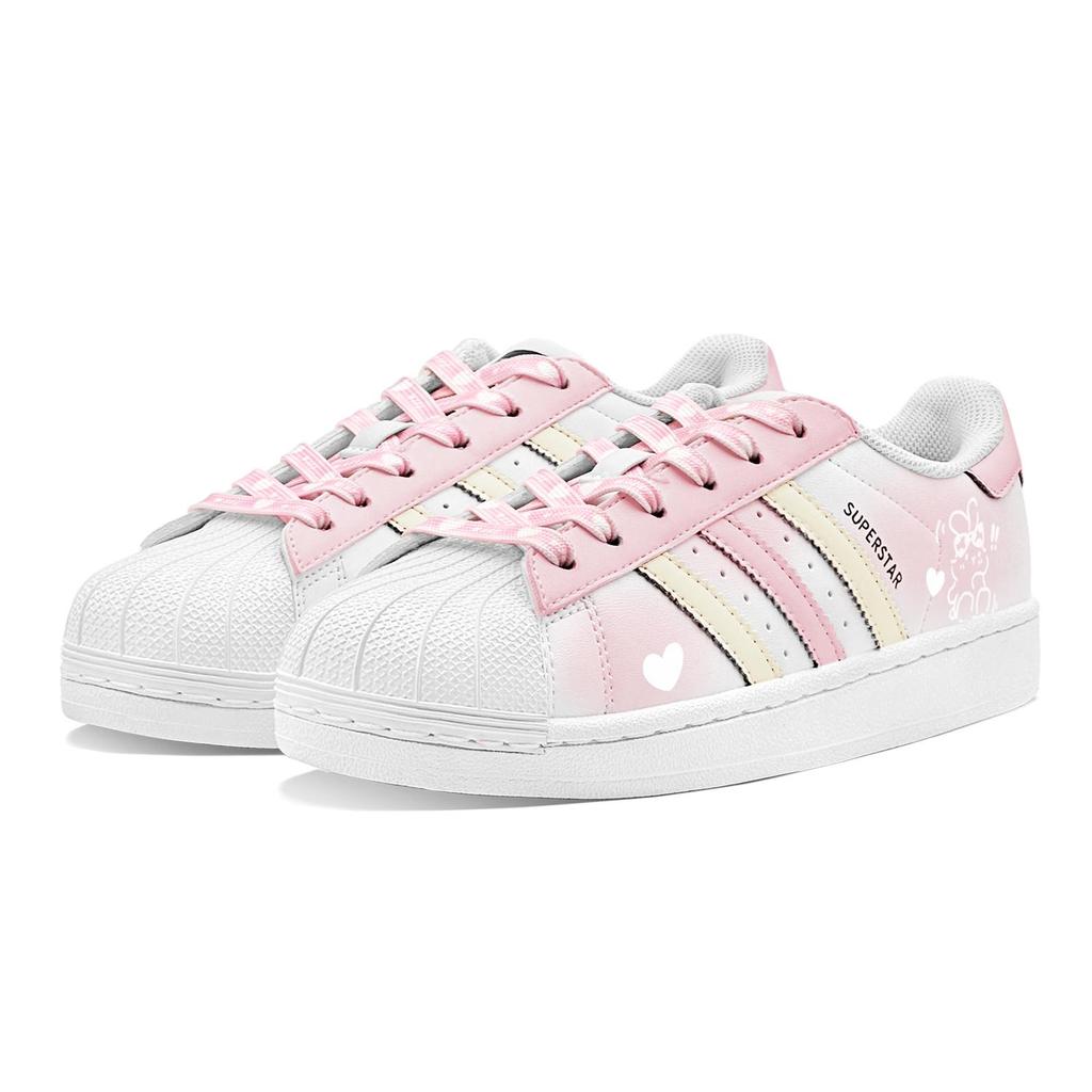 adidas Originals Superstar 2 Skateboard Shoes Women's Low Top White/Yellow/Pink JH9976(Team1655-S-BOX)