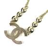 Excellent CHANEL Necklace COCO Mark Rhinestone Chain gold Women B25S Used
