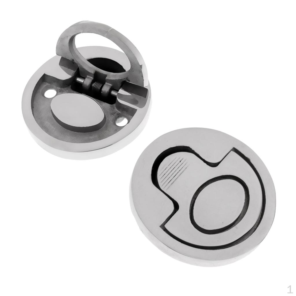 2 Pieces 6 Stainless Steel Boat Hardware Flush Fitting Lifting Pull Hatch Lift Ring Handle