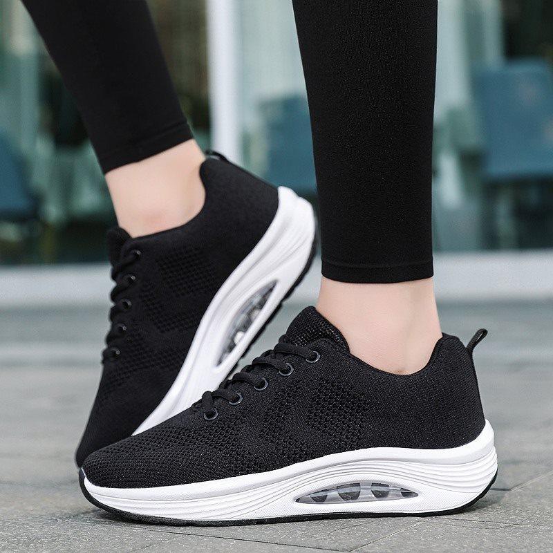 Dames Nye Mesh Kilehæl Høydeøkende Grunne Fritidssko