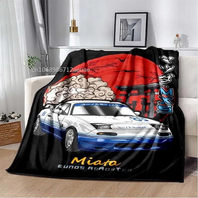 Neon Japanische Kunst Miata Auto Bedruckte Flanelldecke Leicht Warm Plüsch Bett Sofa Stuhl Decke